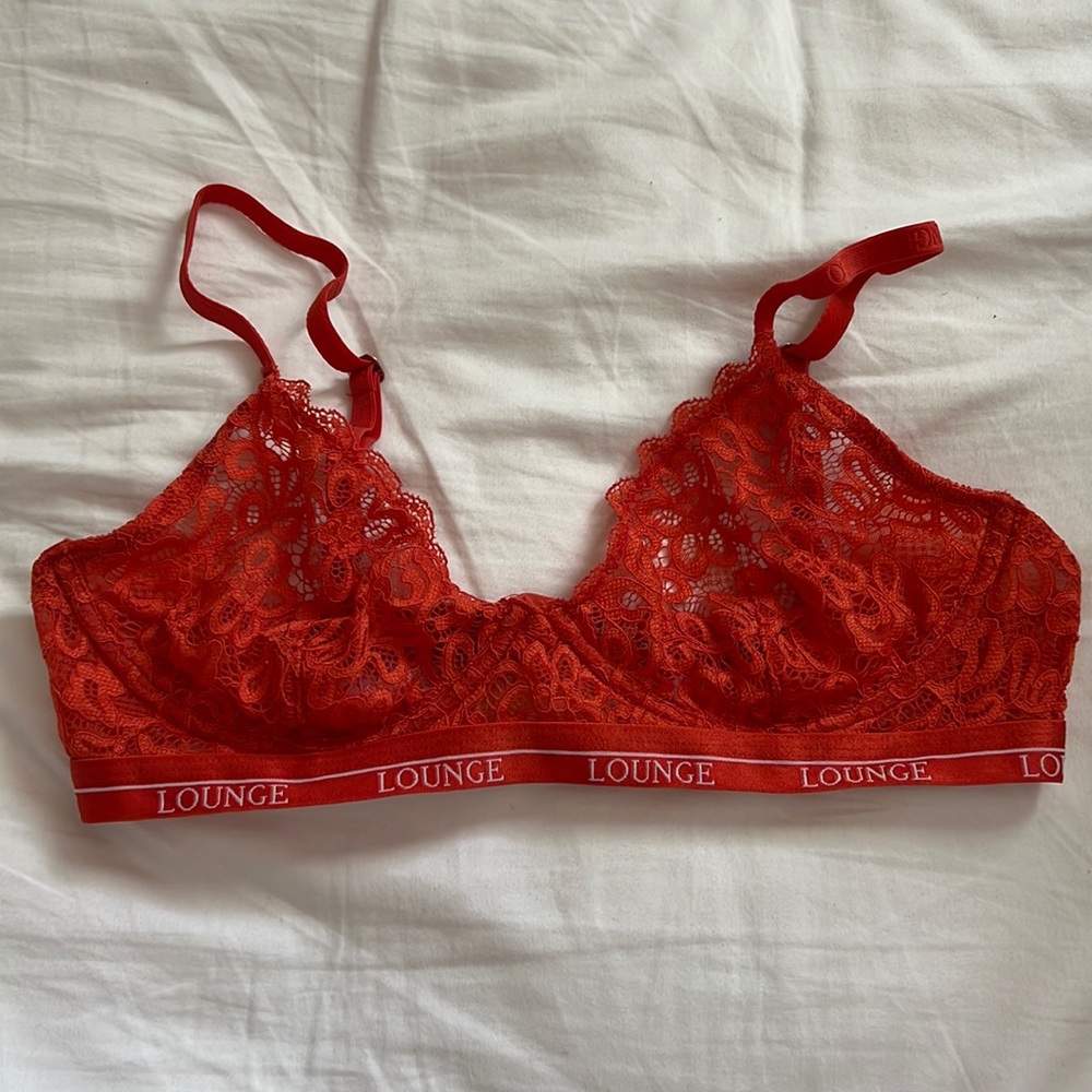lounge underwear red lace bra